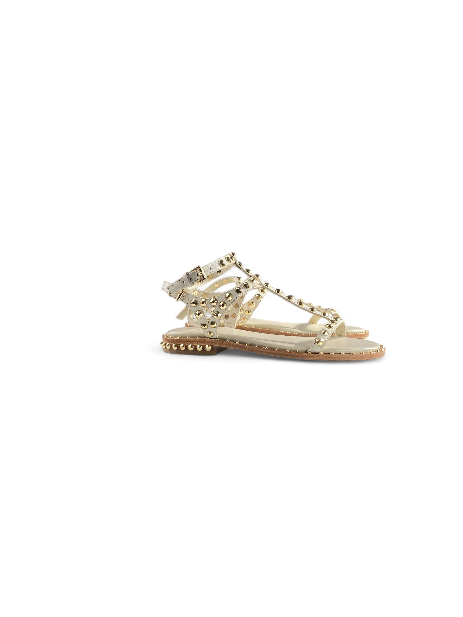 Ash Sandalo Cinturino Borchie Beige