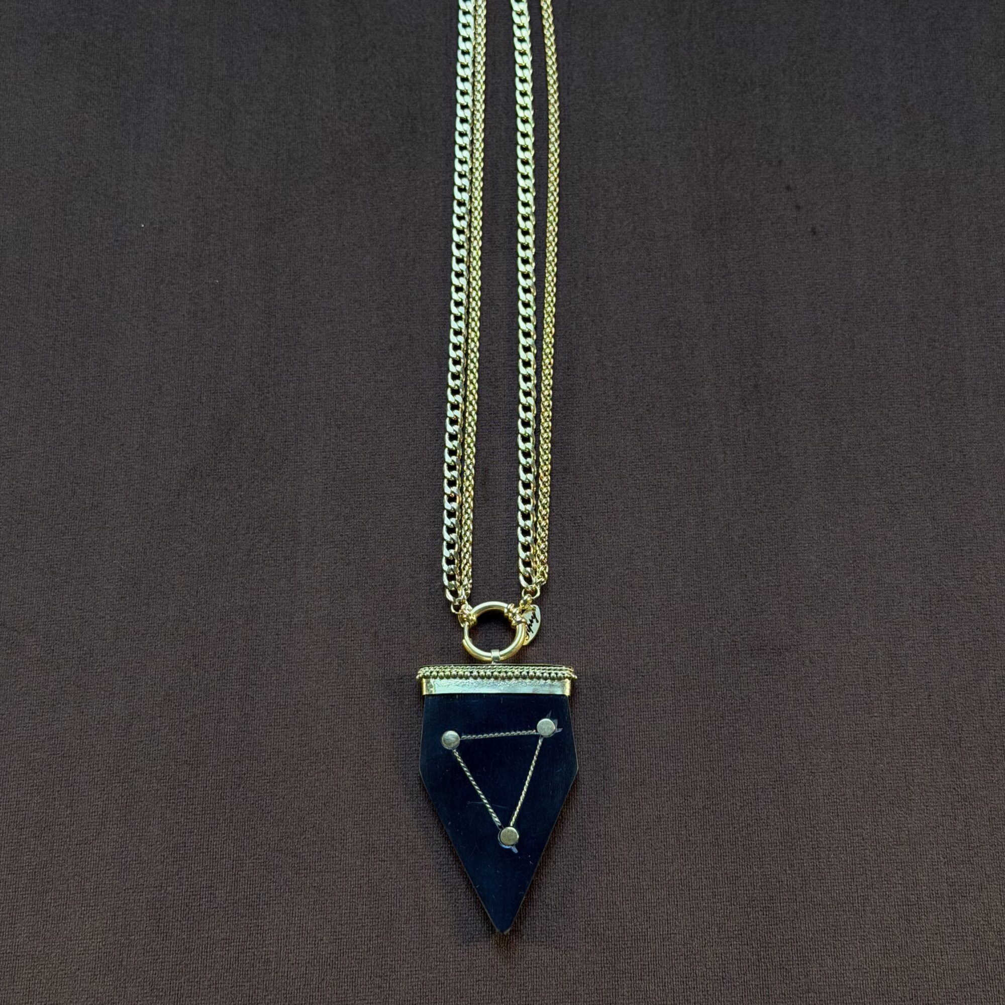 GIPSY Collana 30 cm - Doppia Catena con Frecce in Osso Oro/Nero