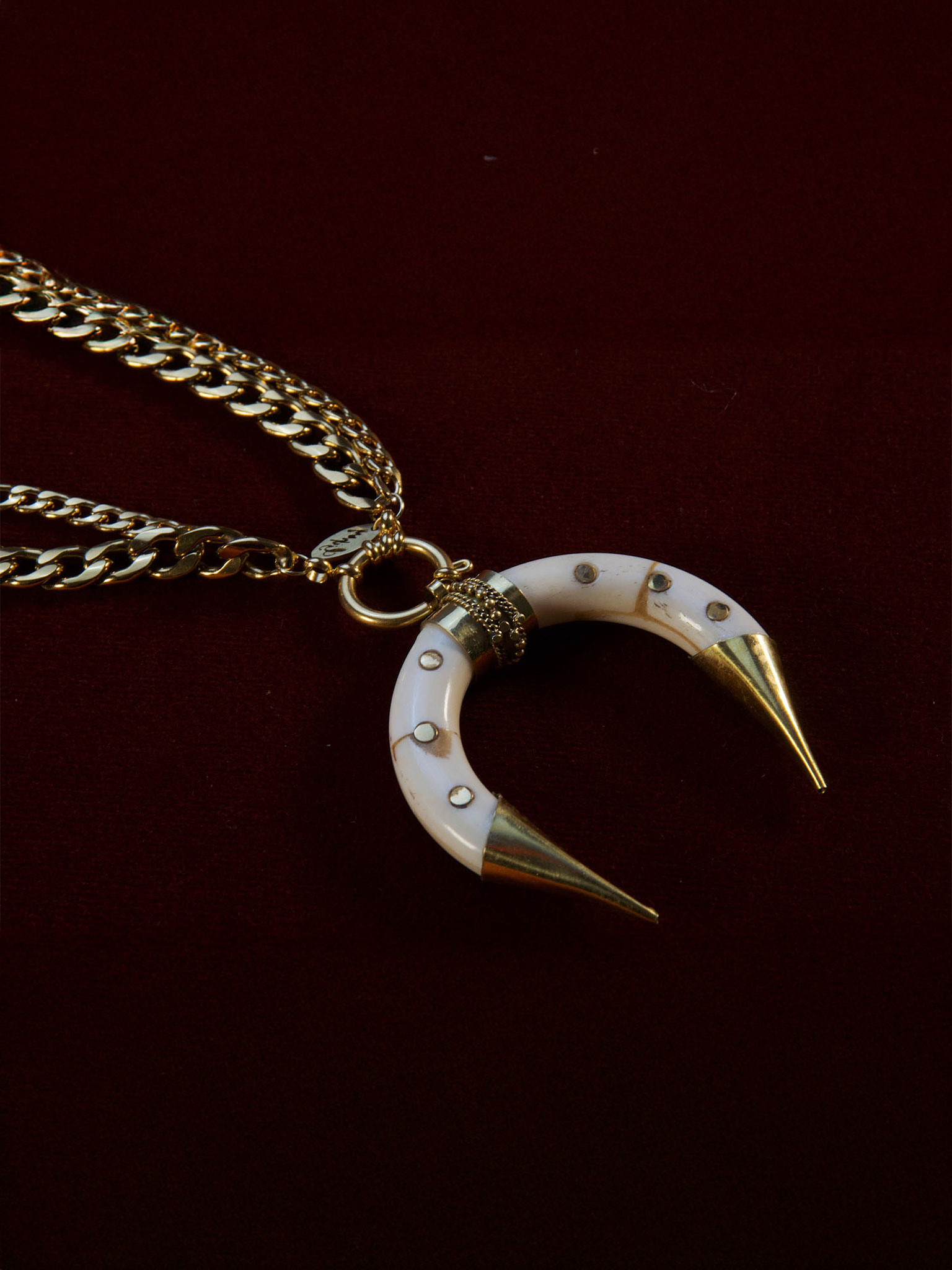 Collana doppia Luna GIPSY in osso di bufalo - oro 30 cm