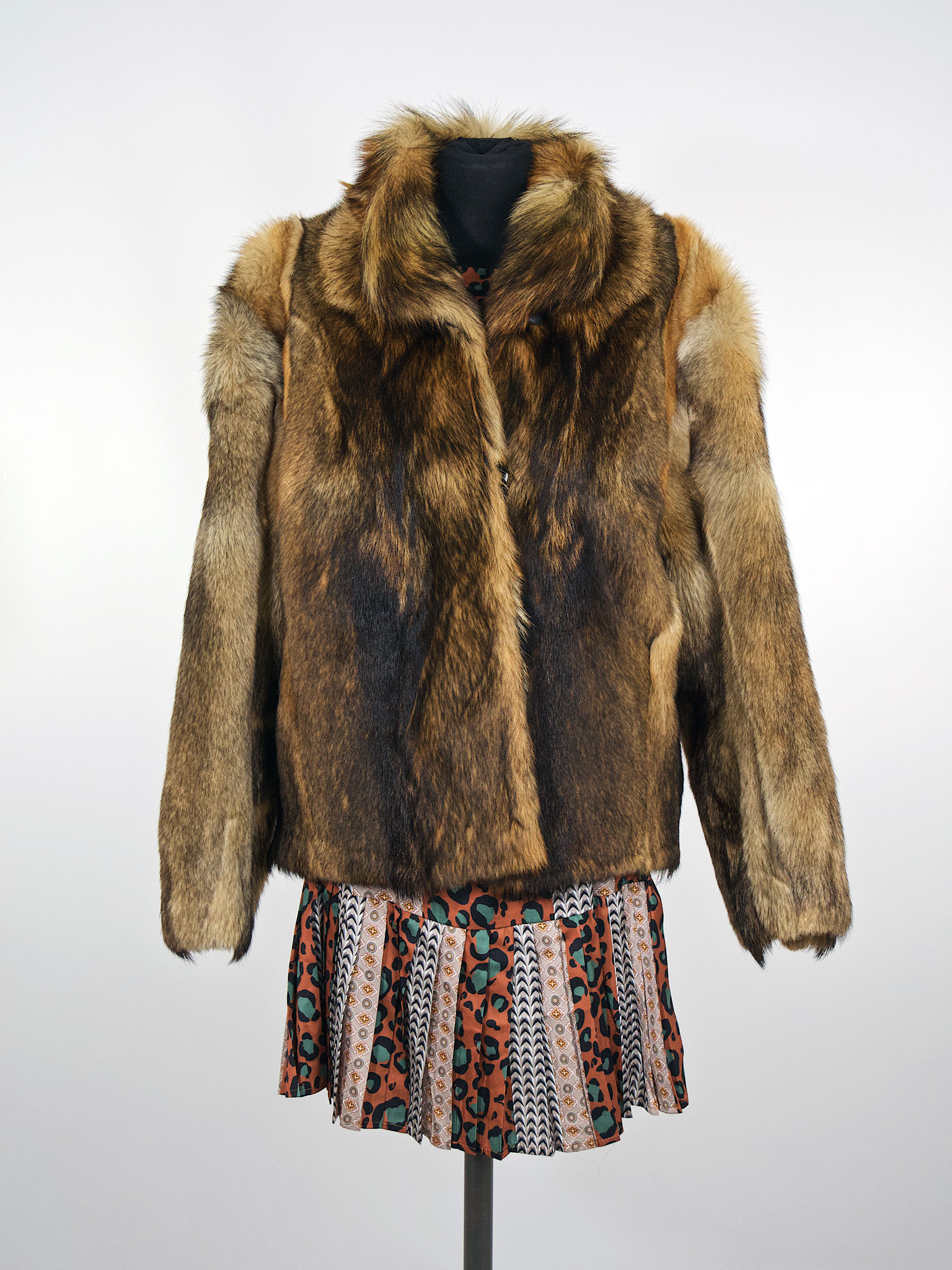 Pelliccia Vintage Marrone Multicolor Donna – Collo Morbido, Taglio Corto