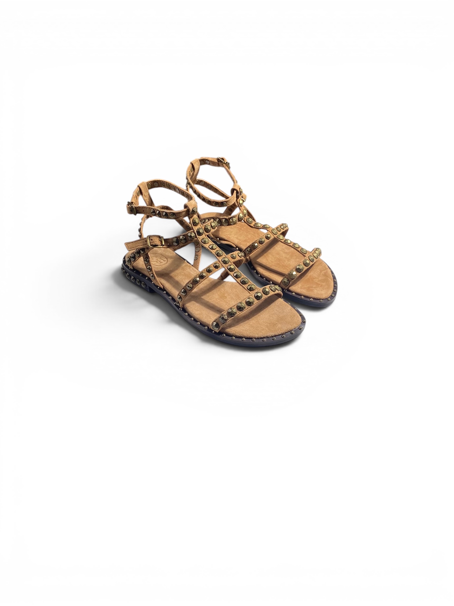 Ash Sandalo Schiava Camoscio Borchie Camel