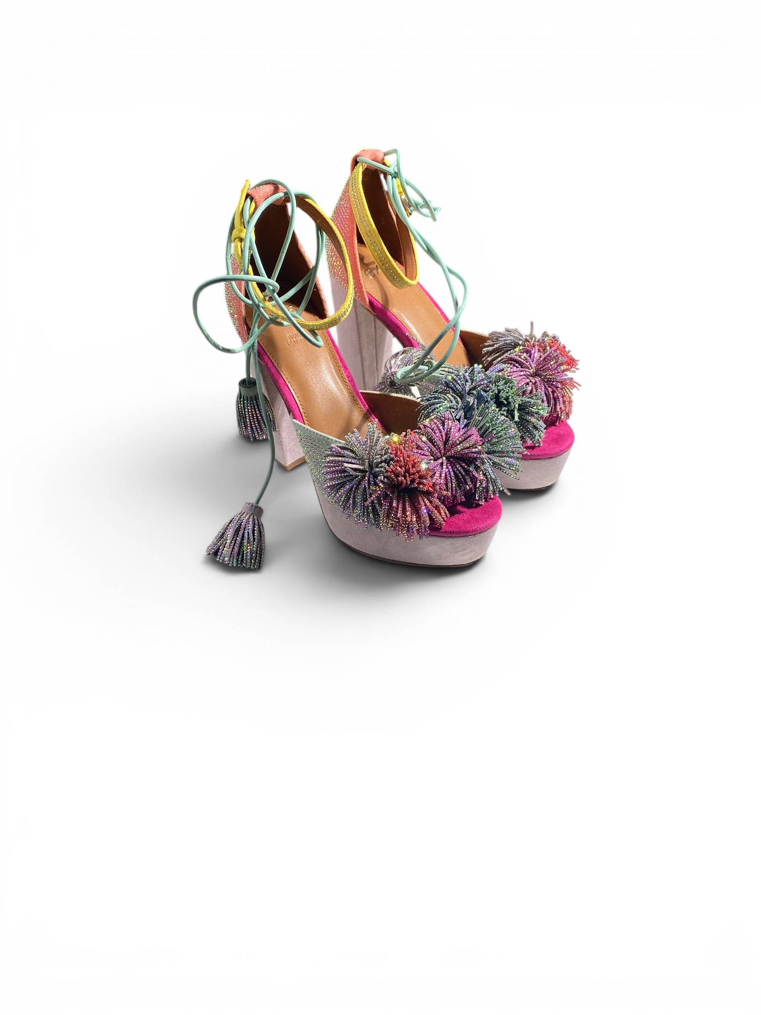 Exé Sandalo Tacco 100 Plateau Ciuffo Multicolor