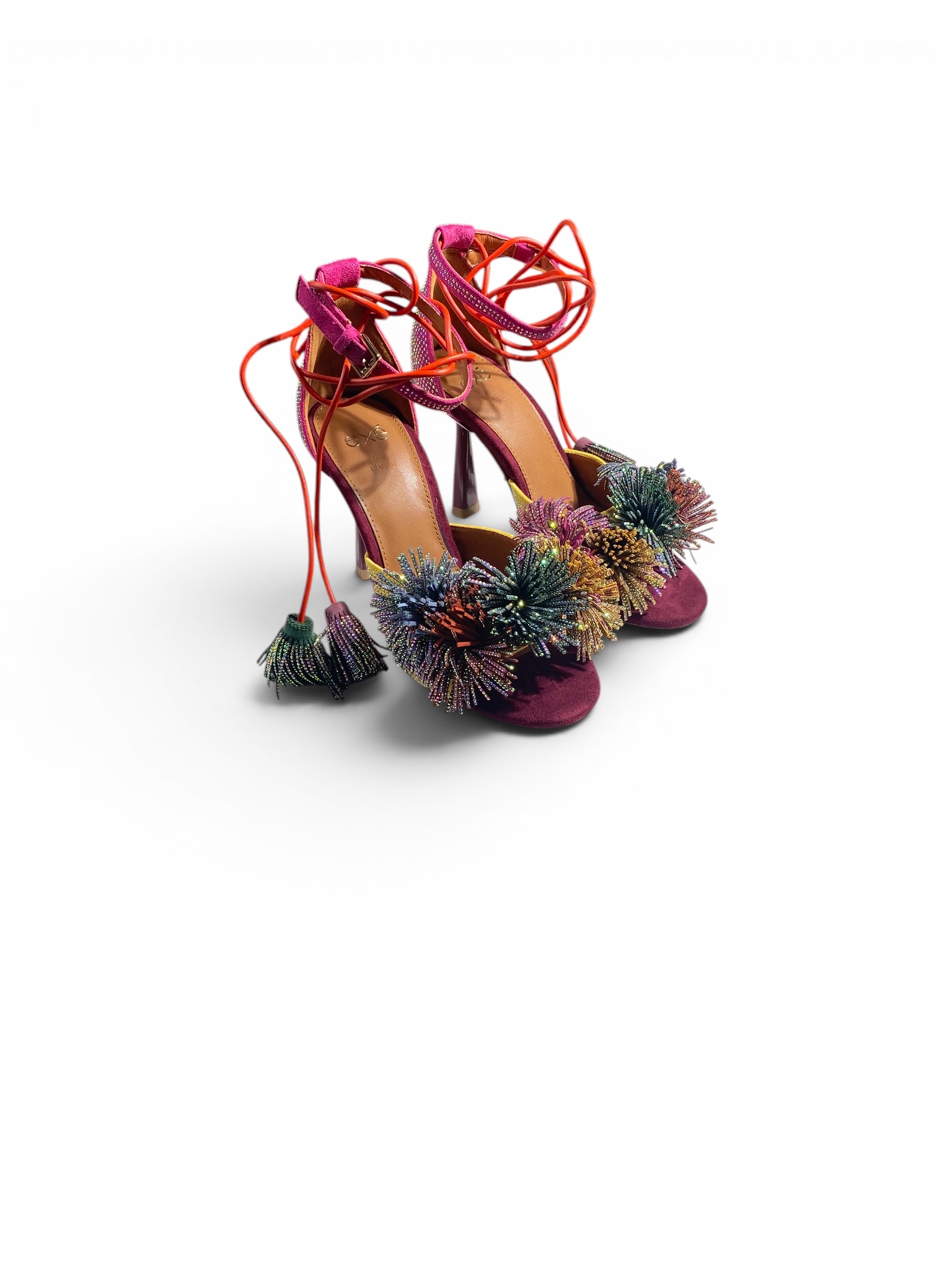 Exé Sandalo Tacco 90 Ciuffo Swarovski Bordeaux