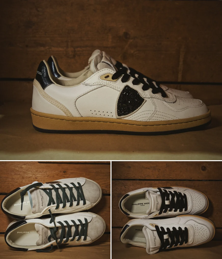 Sneakers Philippe Model nei toni chiari: composizione verticale