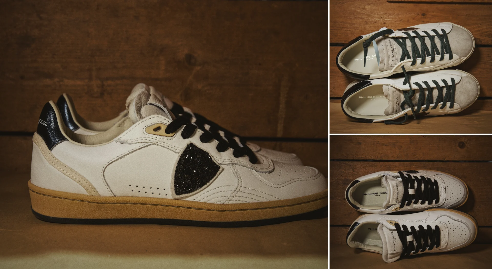 Composizione sneakers Philippe Model nei toni chiari